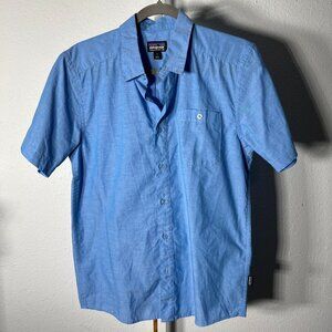 Patagonia Organic Cotton Blend Blue Short-Sleeve Button-Up SZ Sm